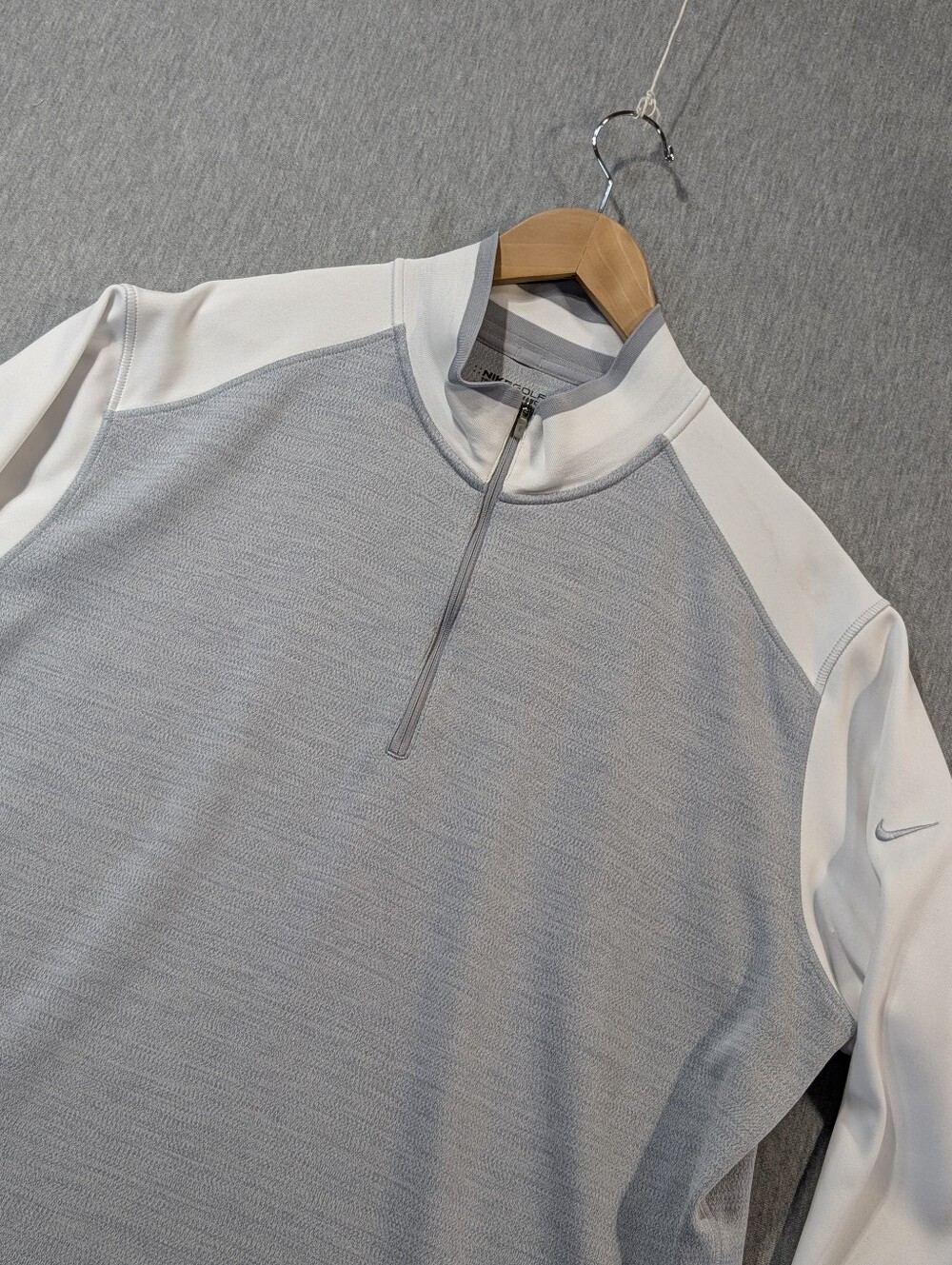 Nike Gold Tour Performance Pullover Men's XXL Grey White 1/4 Zip Dri-Fit